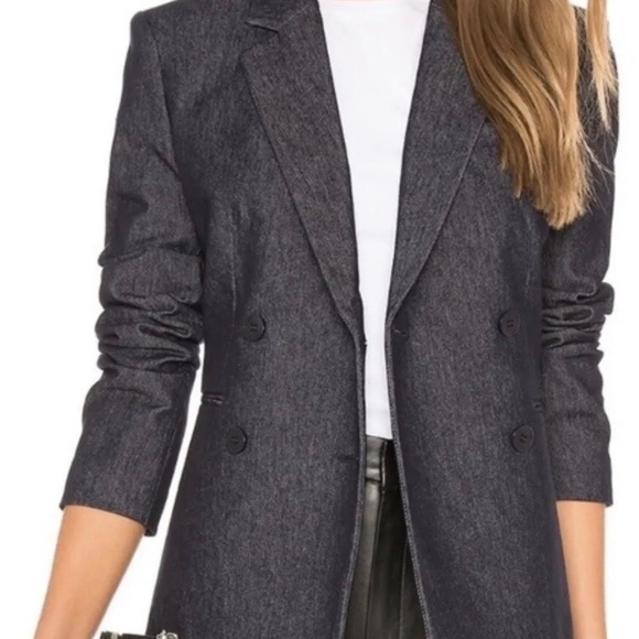 Theory Double Breasted Denim Blazer Size 10 - Picture 6 of 8